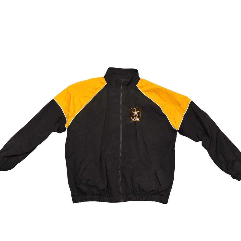 US Army Recruiting Jacket Black Yellow Nylon Windbreaker XL